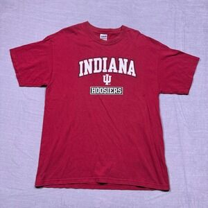 Gildan Indiana Hoosiers Heavy Cotton T Shirt Mens Size Large Red Athletic
